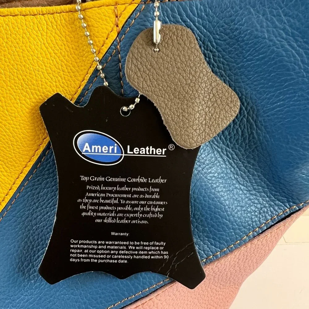 NWT AmeriLeather Thea Leather Tote Bag Boho Colorful Purse Studs Brass P… - Picture 7 of 14